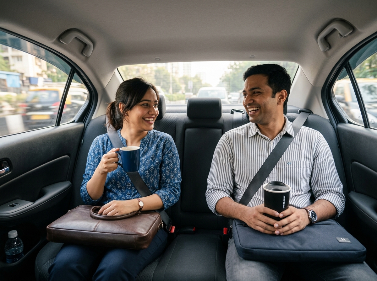 Happy Commuters Travelling